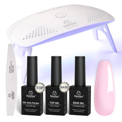 Beetles Nude Pink Kit con lámpara LED mini para manicura rápida en casa