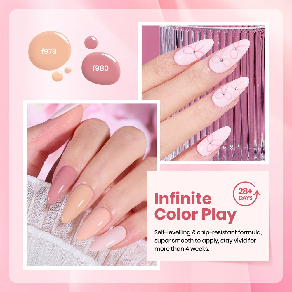 Beetles Nude Pink nails on hand showcasing a flawless finish after two coats