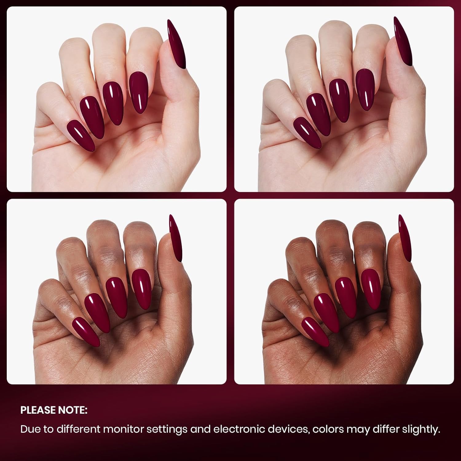 Beetles Oxblood Red base coat preview with polish