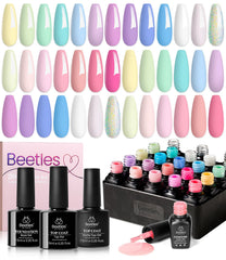 Beetles Pastel Gel Nail Polish Set swatches show 20 colors for versatile spring looks
