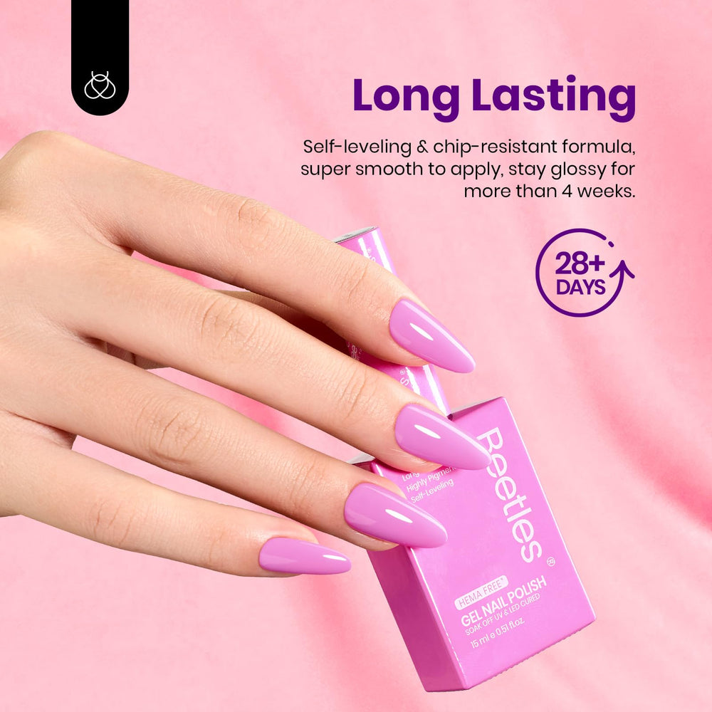 Beetles Gel Polish, duración de 21+ días con aplicación adecuada.