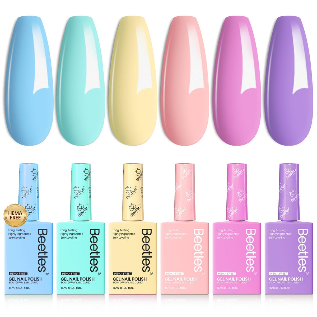 Beetles Gel Polish Fairy Tale Dream, frascos coloridos para un look pastel suave.