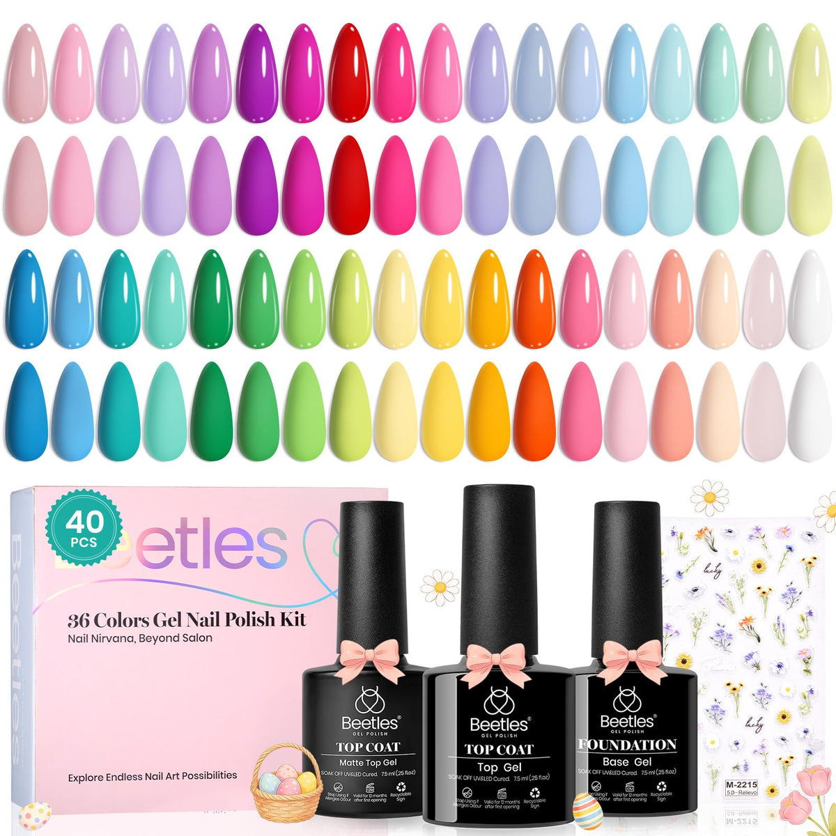 Beetles Pastel Gel Polish Set Petal Symphony for versatile spring colors on nails