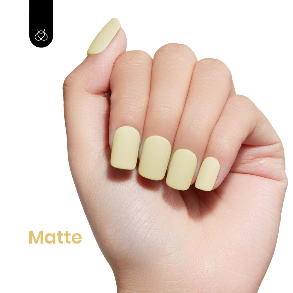Beetles Yellow Gel Polish on DIY nails for at home salon style