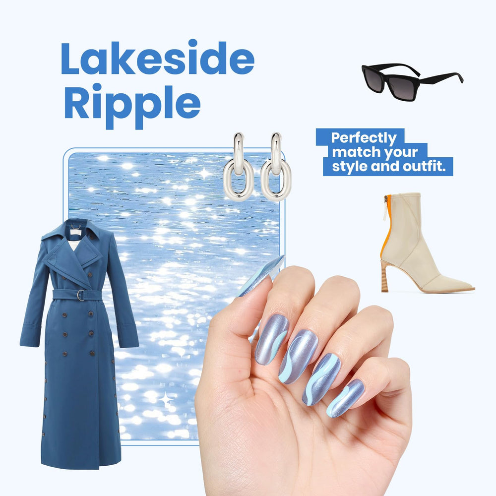 Beetles Pearl Blue Nail Polish swirl-lake closeup highlights lake-like ripple color.