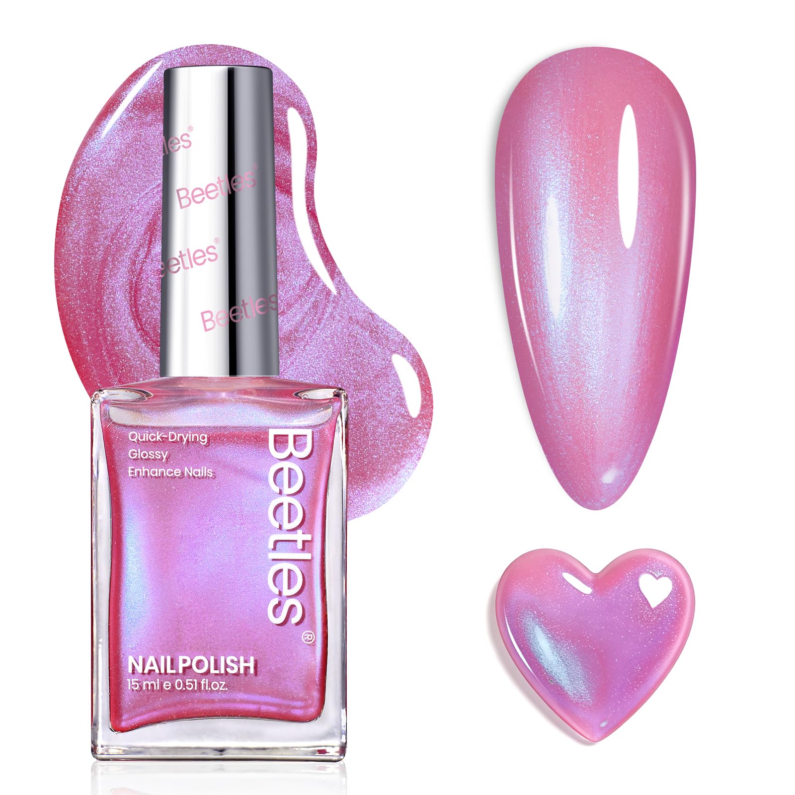 Beetles Pearl Pink Rosy Dream brush image suggests precise, easy application.