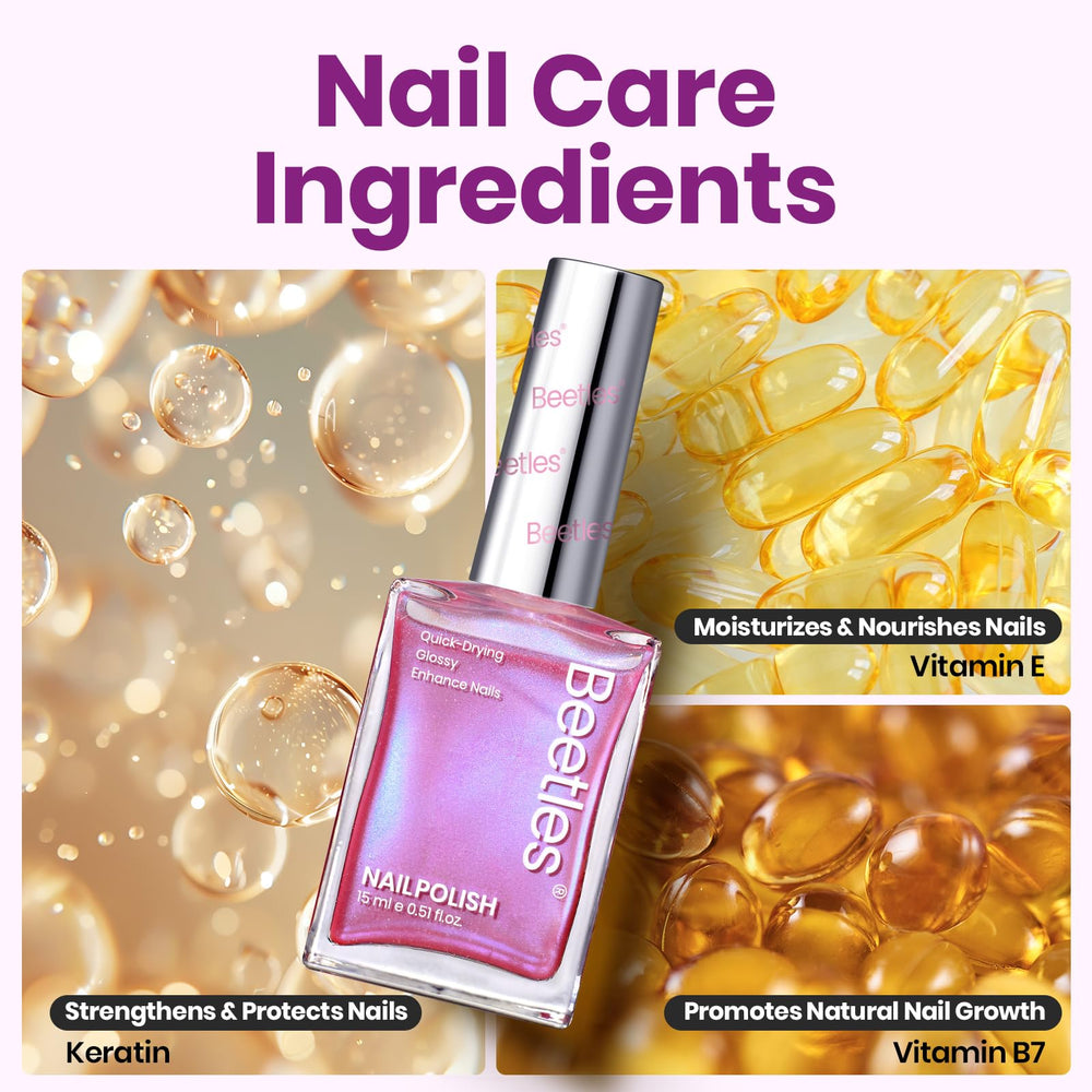 Beetles Pearl Pink Rosy Dream dry-time captures fast air-drying convenience.