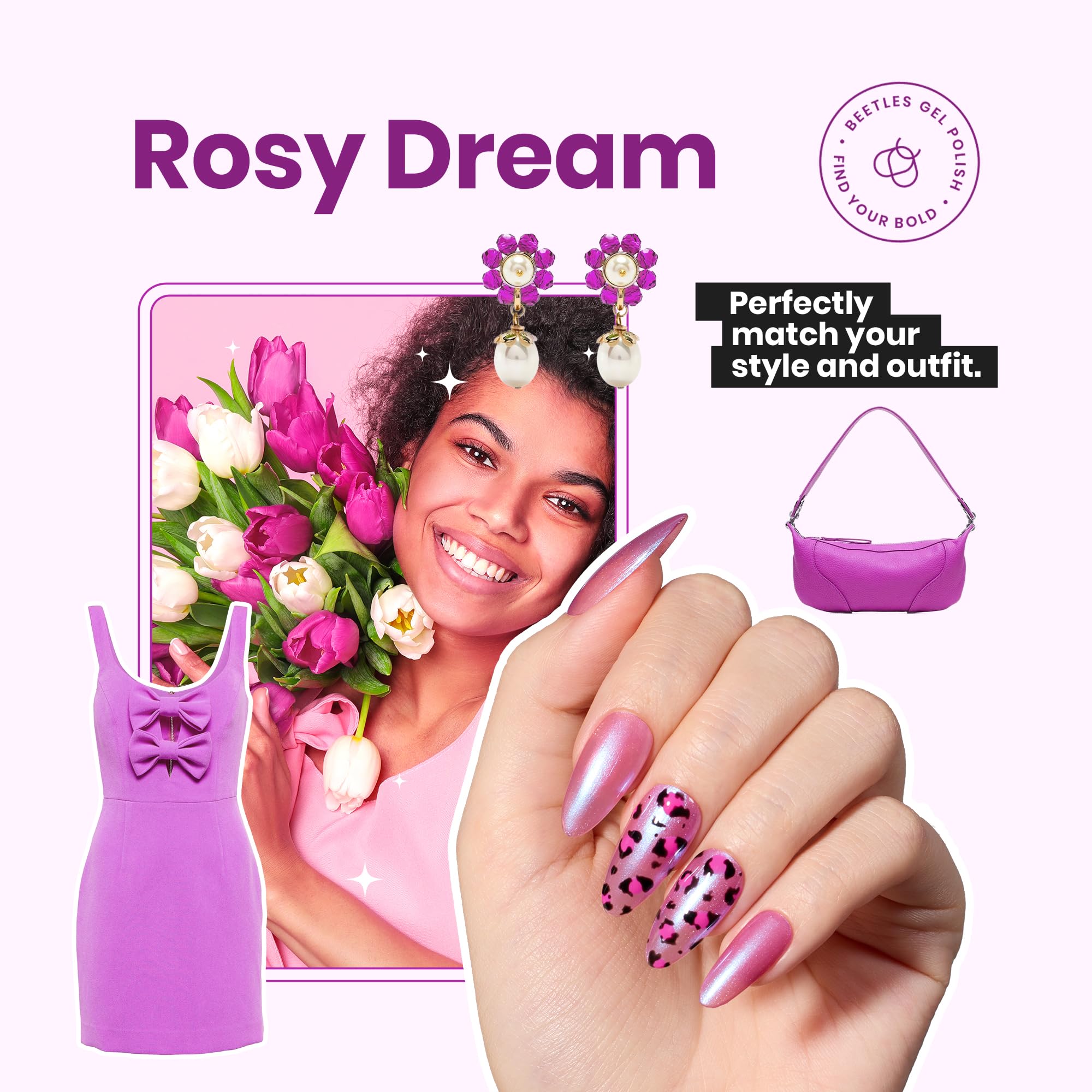 Beetles Pearl Pink Rosy Dream swirl highlights pearlescent shimmer and color depth.