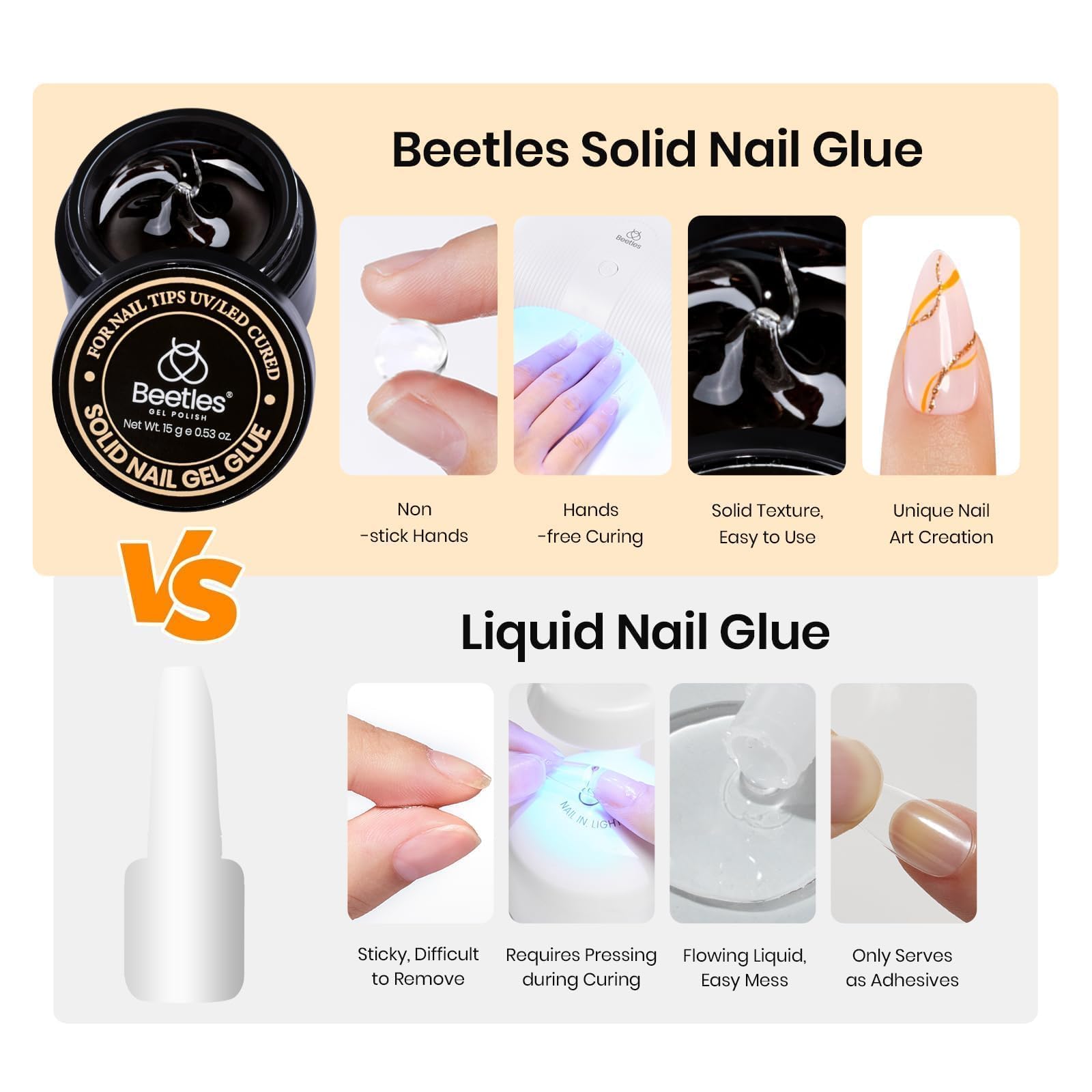 Beetles adhesivo para diamantes y decoraciones en uñas