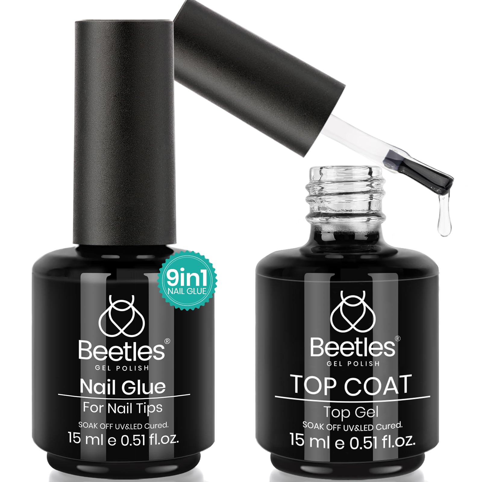 Beetles pegamento gel uñas 15ml, fijación suave para extensiones