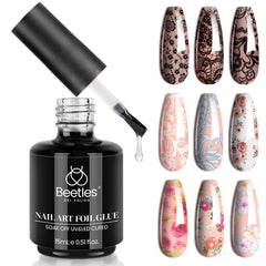 Beetles pegamento para laminas de uñas, frasco de 15 ml para fijar laminas con precision.