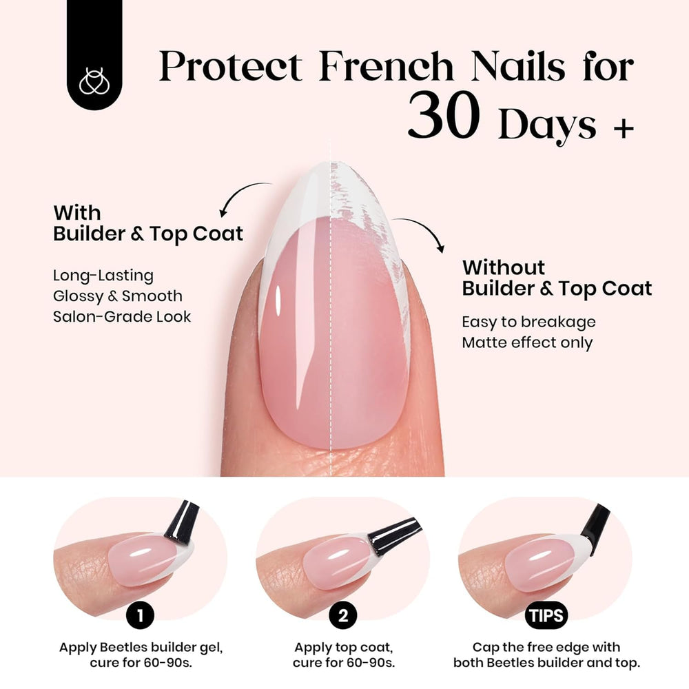 Beetles pink base with white tips for timeless style.