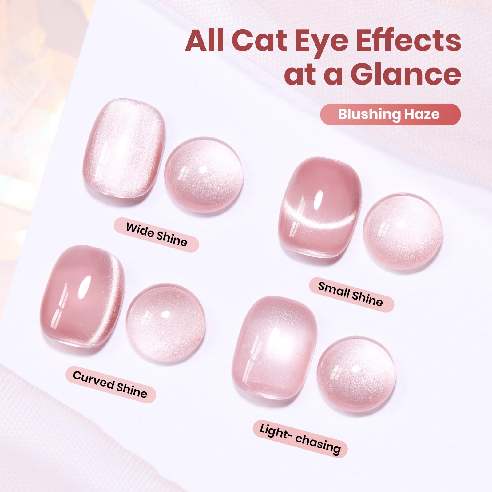 Beetles Pink Cat Eye Gel Polish demonstrates a shimmering magnet-driven effect.