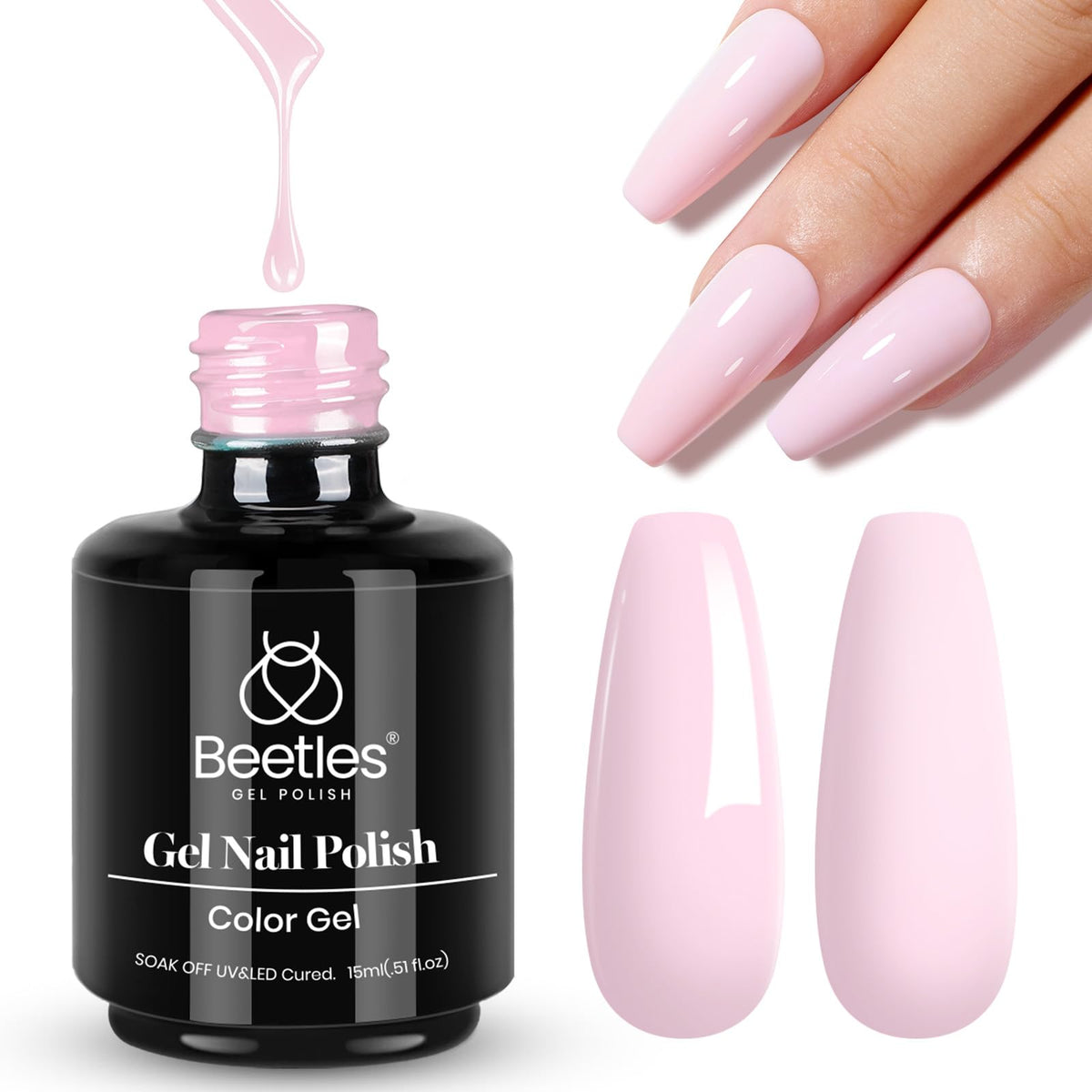 Beetles Pink Gel Polish Barely Pink 15ml for a long-lasting manicure