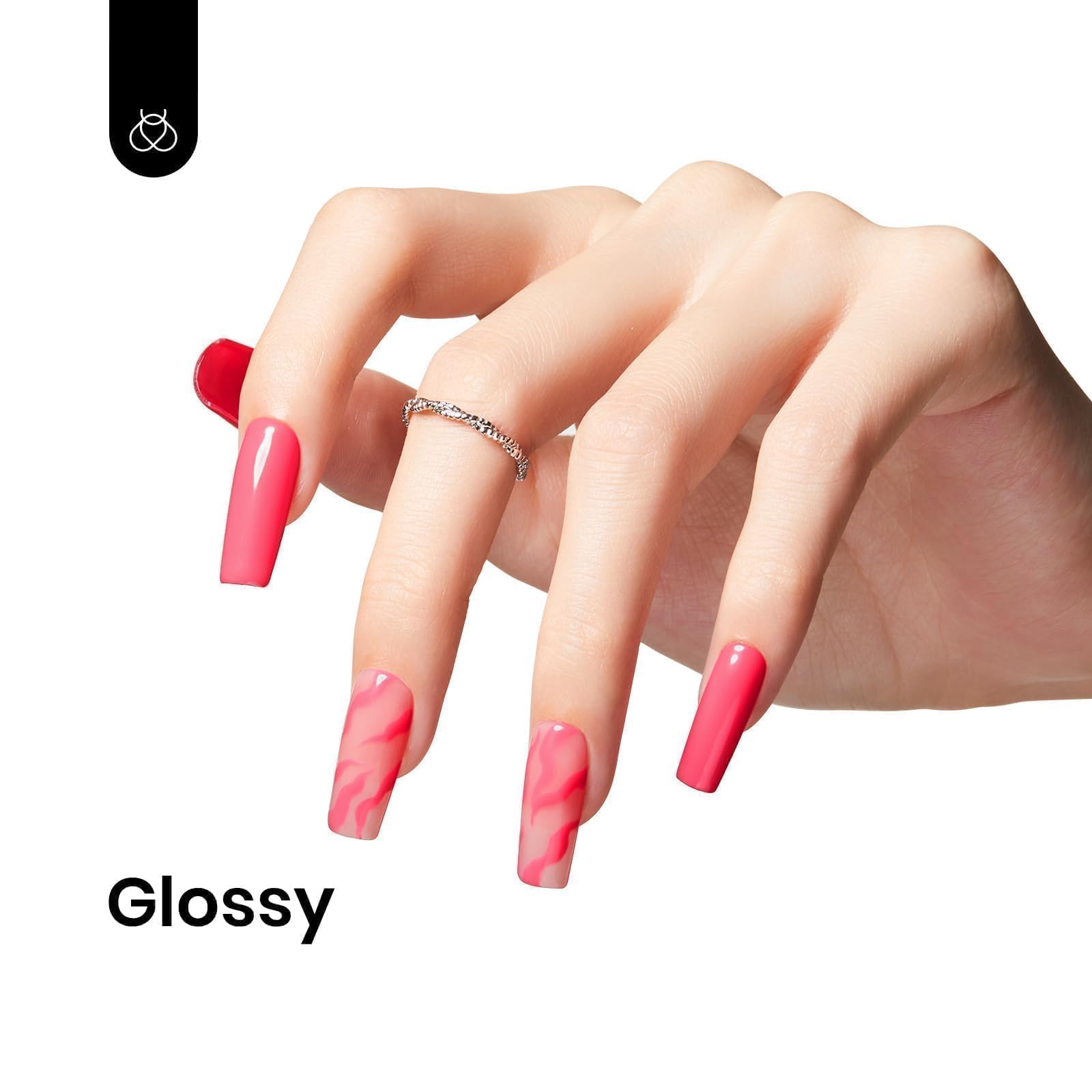 Beetles Pink gel polish brush stroke on nail for even coverage.