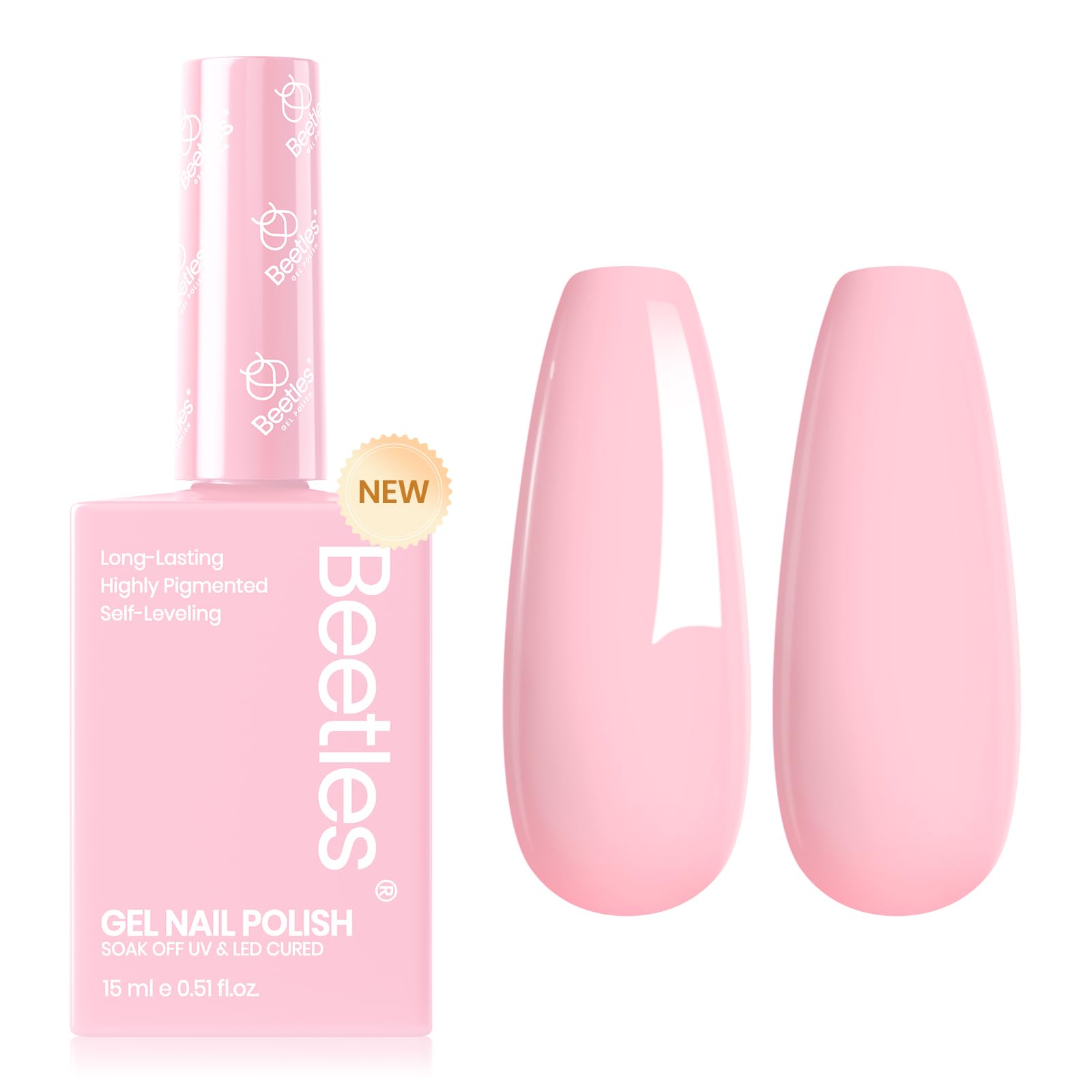 Beetles Pink Gel Polish Fairy Floss bottle showing the pastel shade