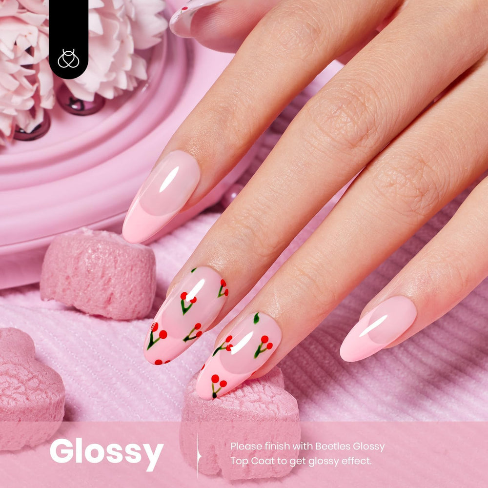 Beetles Pink Gel Polish Fairy Floss cap closeup showcasing tidy packaging