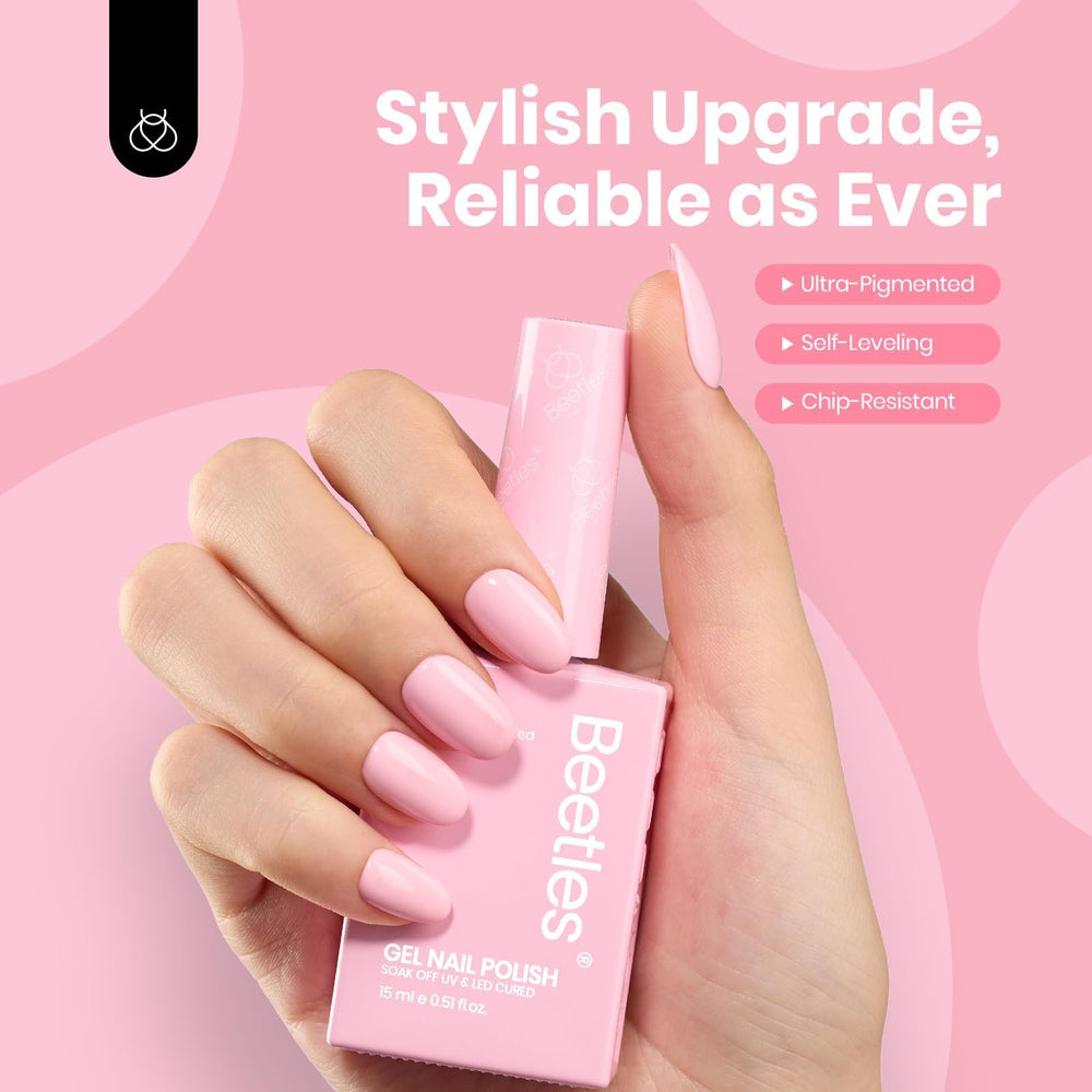 Beetles Pink Gel Polish Fairy Floss gift-set displays attractively