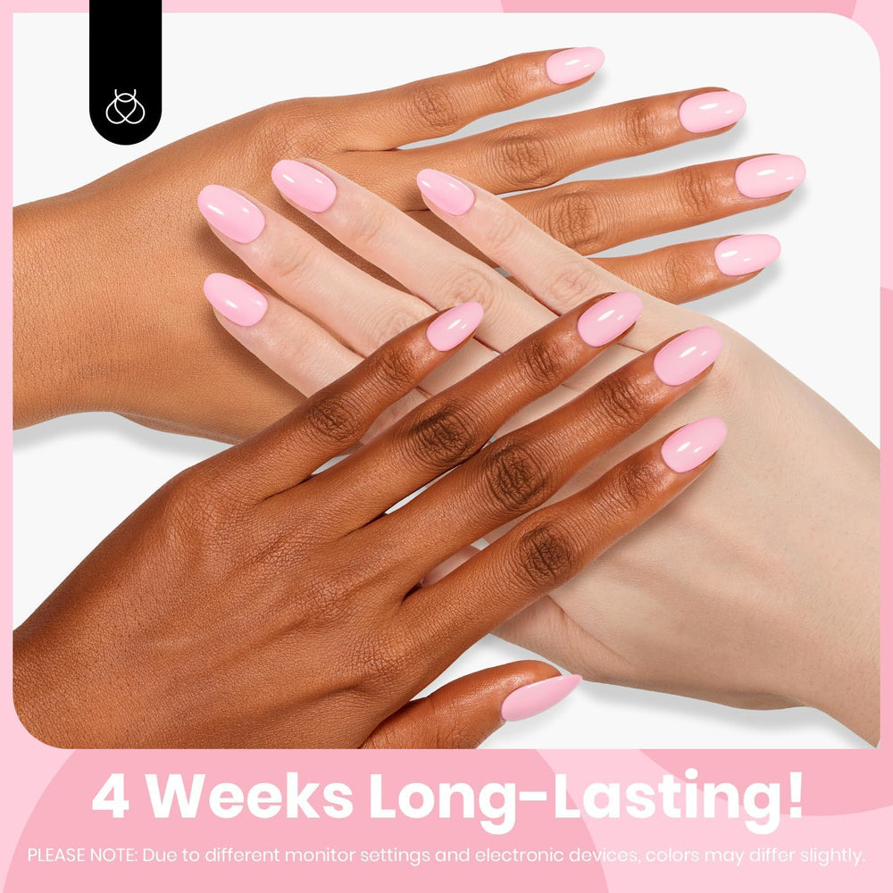 Beetles Pink Gel Polish Fairy Floss glossy finish closeup catching light