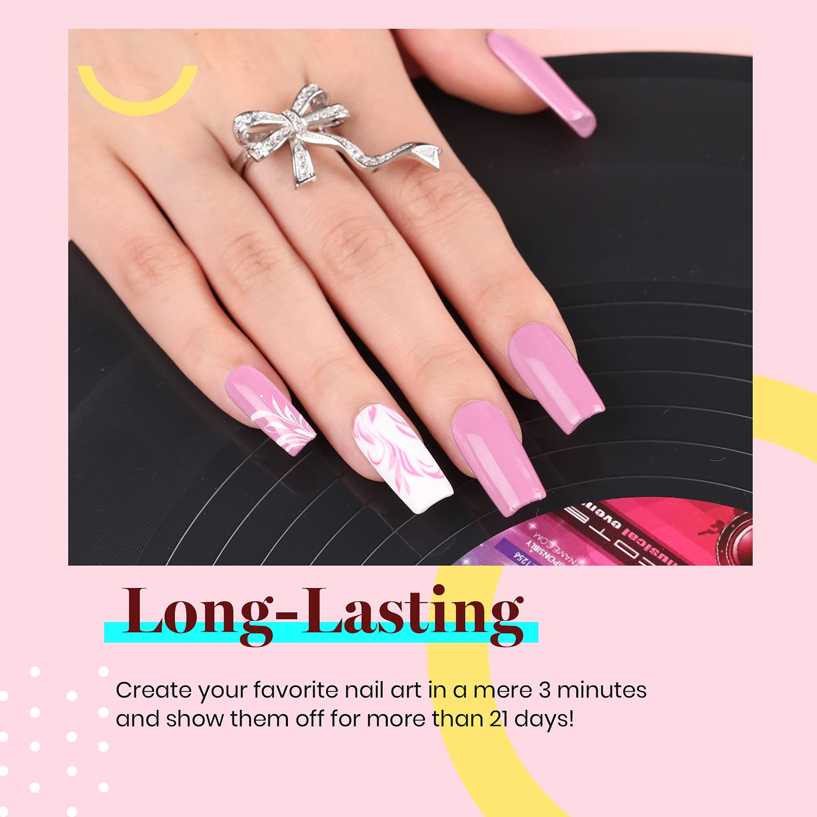 Beetles Pink Gel Polish swatch on nail with smooth coverage and shine