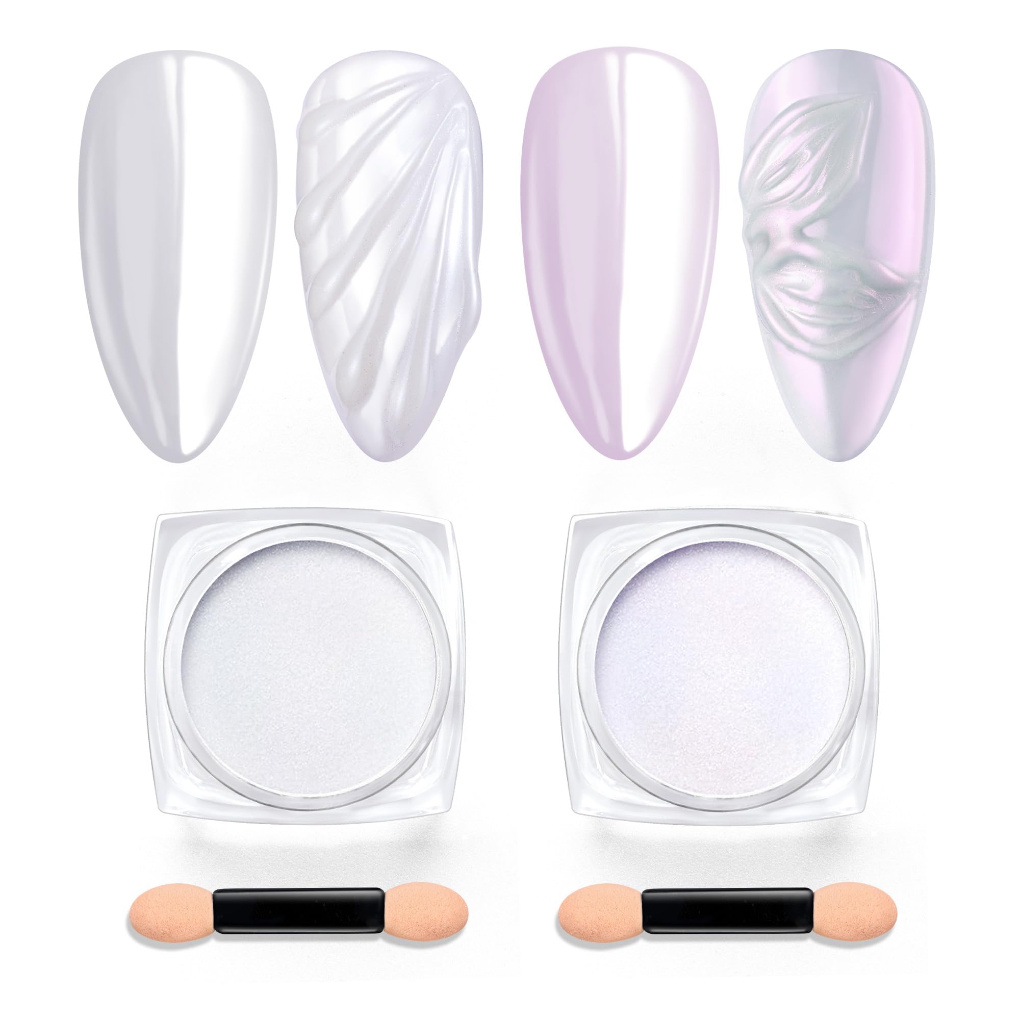Beetles polvo cromo uña blanco perlado para acabado espejo suave