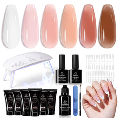 Beetles Poly Nail Gel Kit con colores Jelly Nude para uñas naturales duraderas.