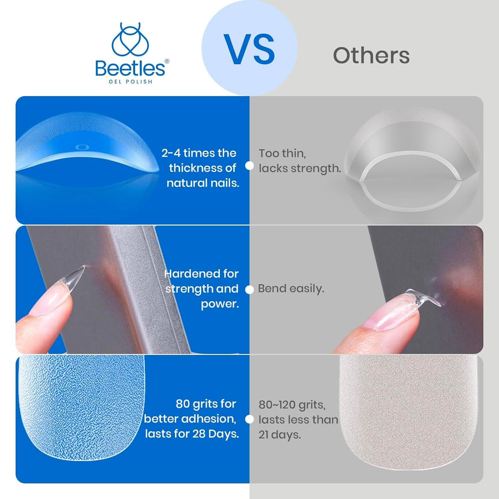 Beetles Puntas de Uñas de Gel, aplicación fácil para manicura casera.