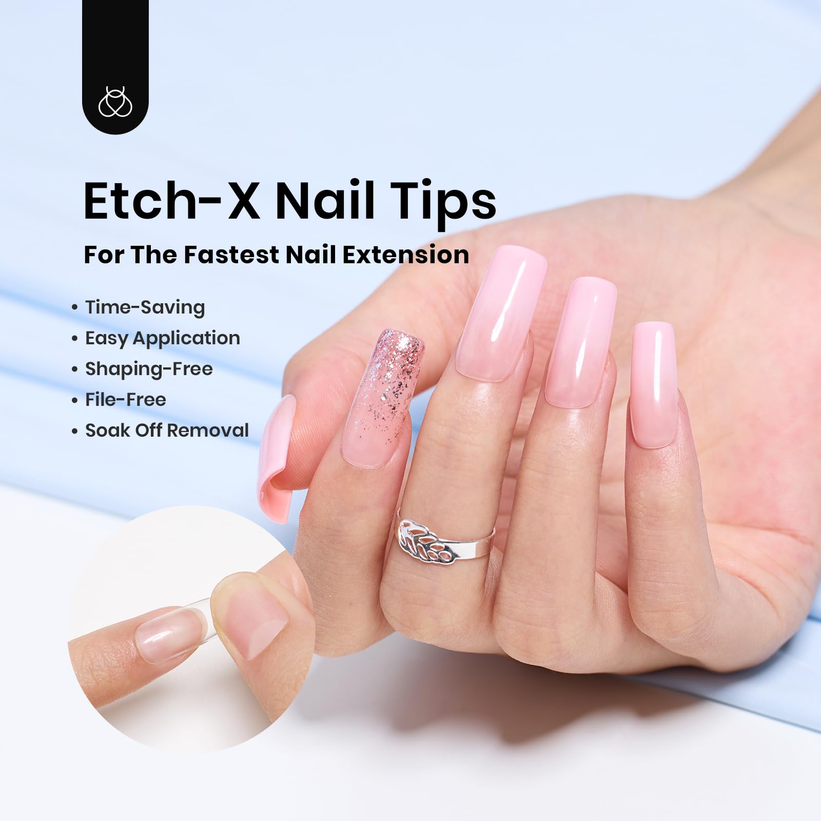Beetles Puntas de Uñas de Gel con 12 tallas para ajuste personalizado.