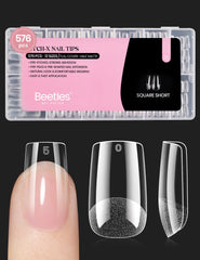 Beetles Gel Nail Tips Etch-X con corte cuadrado corto para manicura duradera en casa