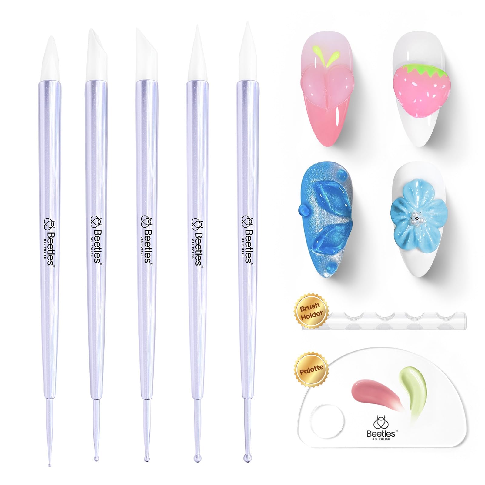 Beetles punteros de arte para uñas con silicona, ideal para trazos finos.