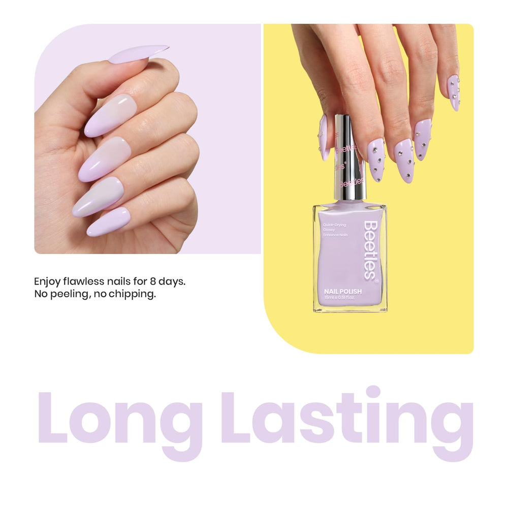 Beetles Purple Nail Polish glossy finish highlights vibrant lilac for chic nails