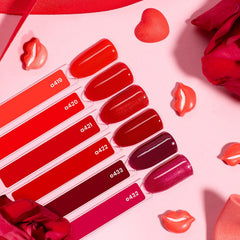 Beetles red gel bottle 02 shows shimmering burgundy for festive looks.