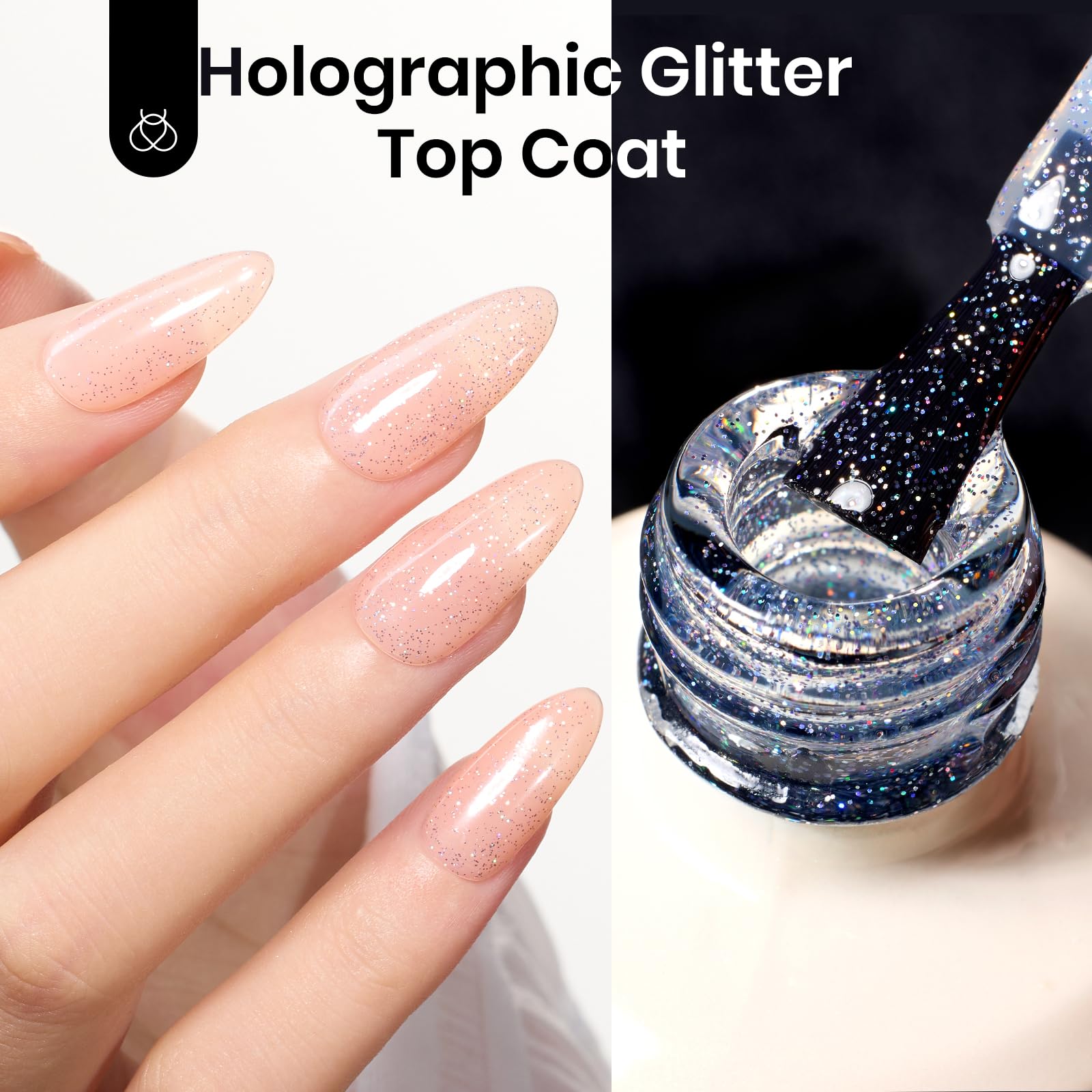 Beetles Reflective Silver Glitter enhances holo effect on nails