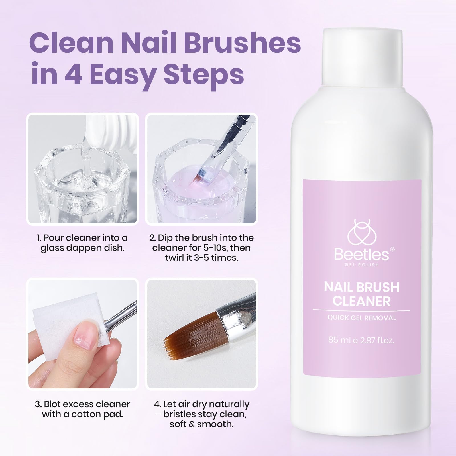 Beetles Removes tough residue in seconds for consistent brush performance