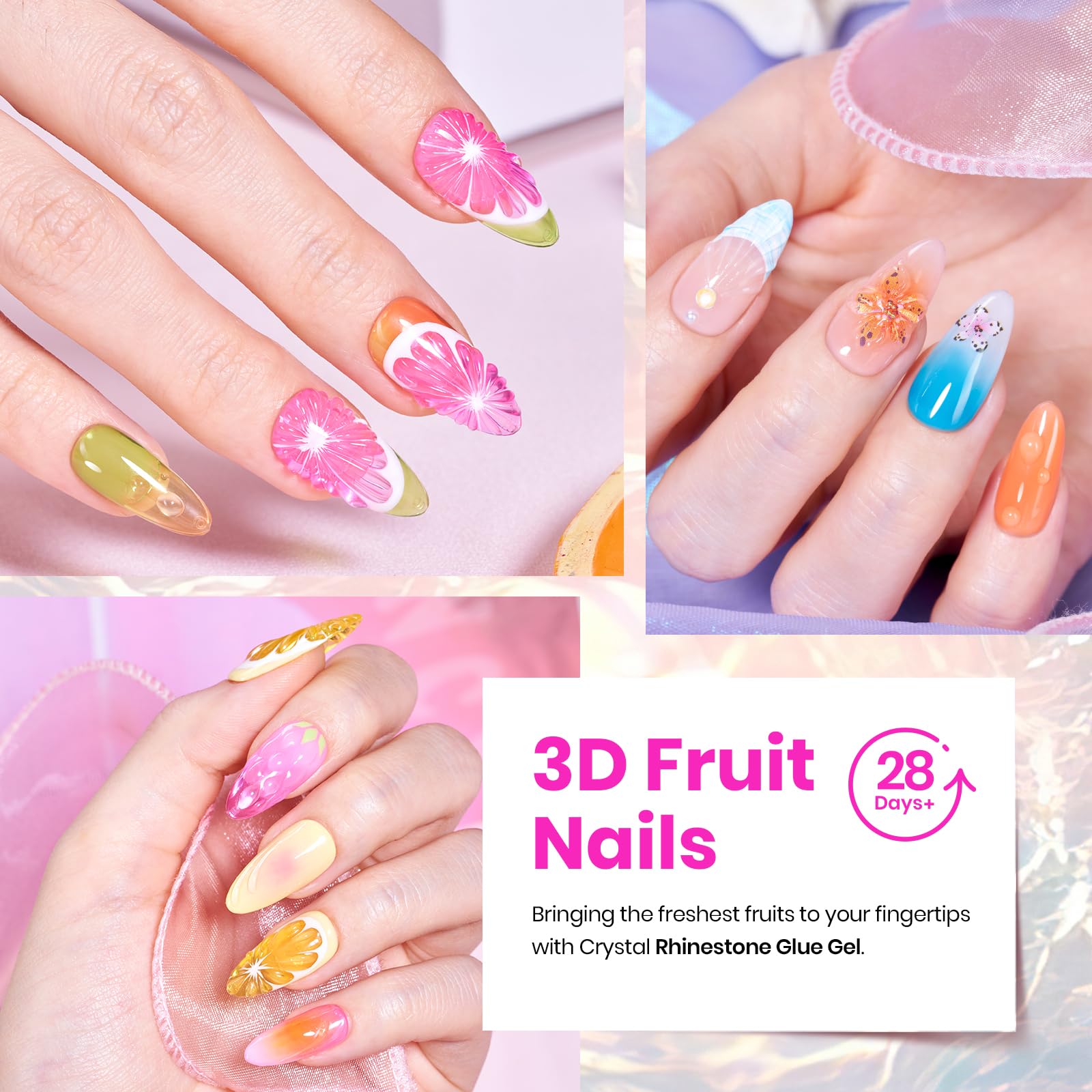 Beetles jelly gel nail polish set includes rhinestone glue for secure, long-lasting nail art.