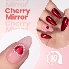 Beetles aplicación precisa para cobertura uniforme en uñas rojas cromo.