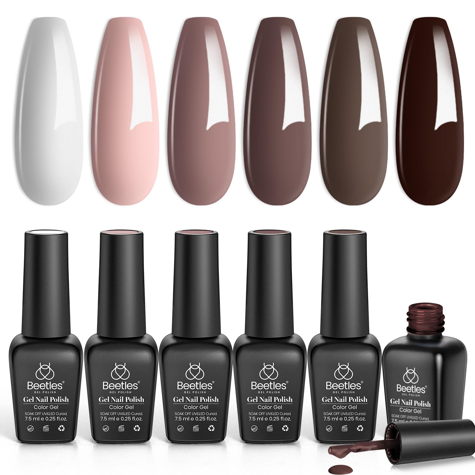 Beetles Gel Polish Marrón Café para uñas duraderas y brillantes en casa.