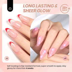 Beetles Sheer Elegance Nude French nails concept showcased in swatches.
