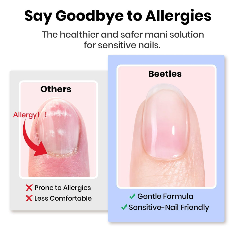 Beetles esmalte gel sistema de tres pasos, reduce levantamiento.