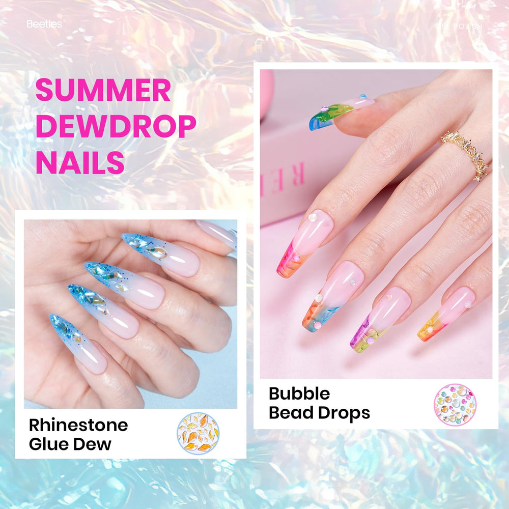 Beetles jelly gel nail polish set features glitter gel shades for shimmering, layerable color effects.