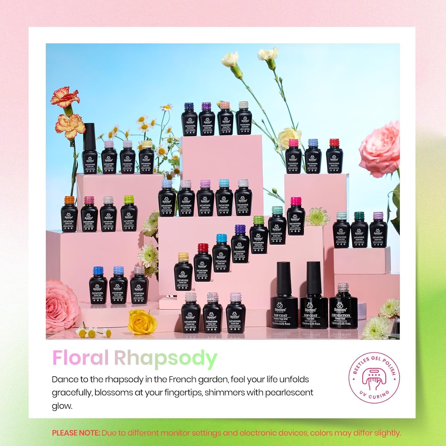 Beetles UV/LED compatible gel polishes for salon-like results.
