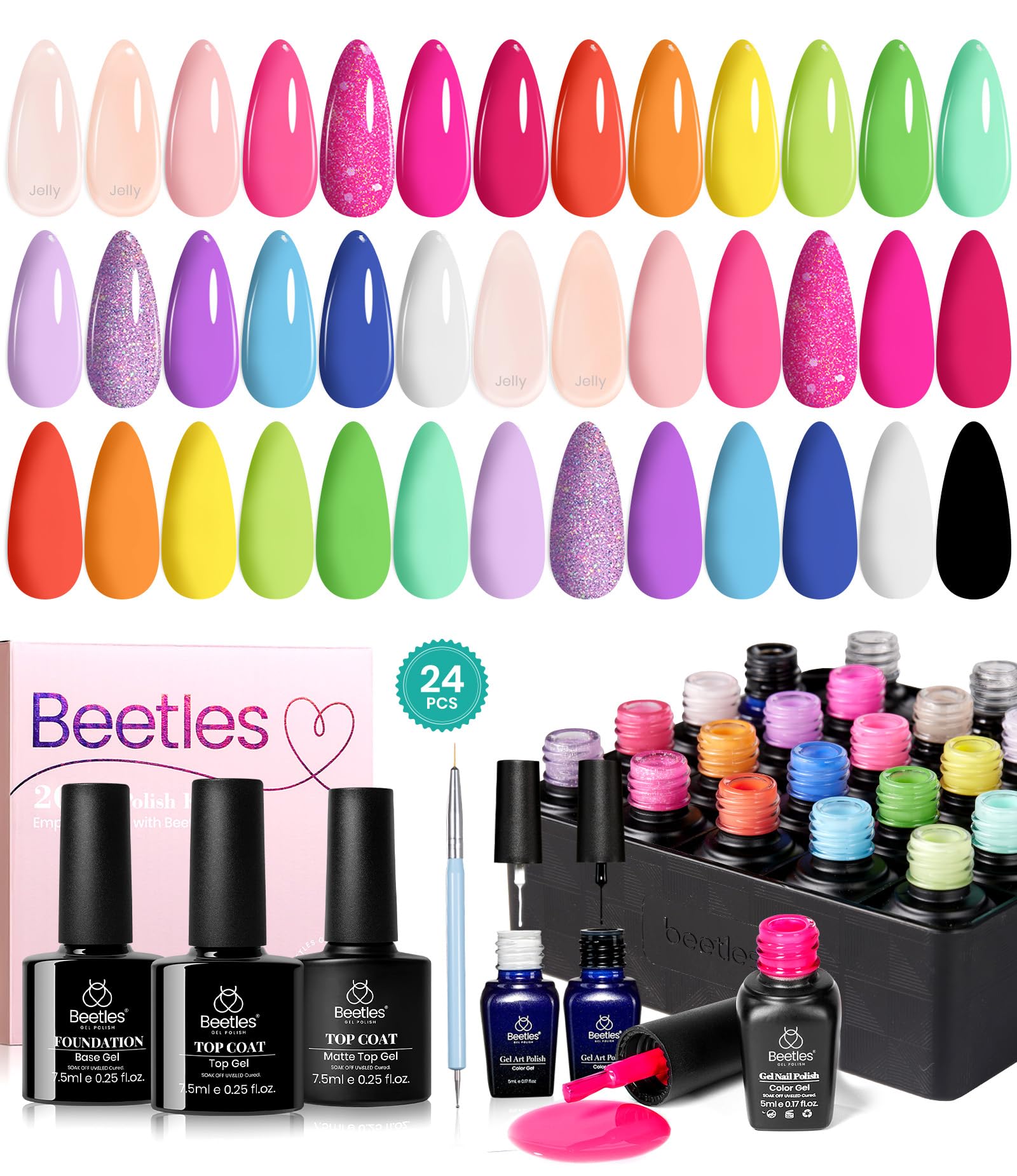 Beetles Summer Gel Nail Polish Set colors palette for vibrant manicures