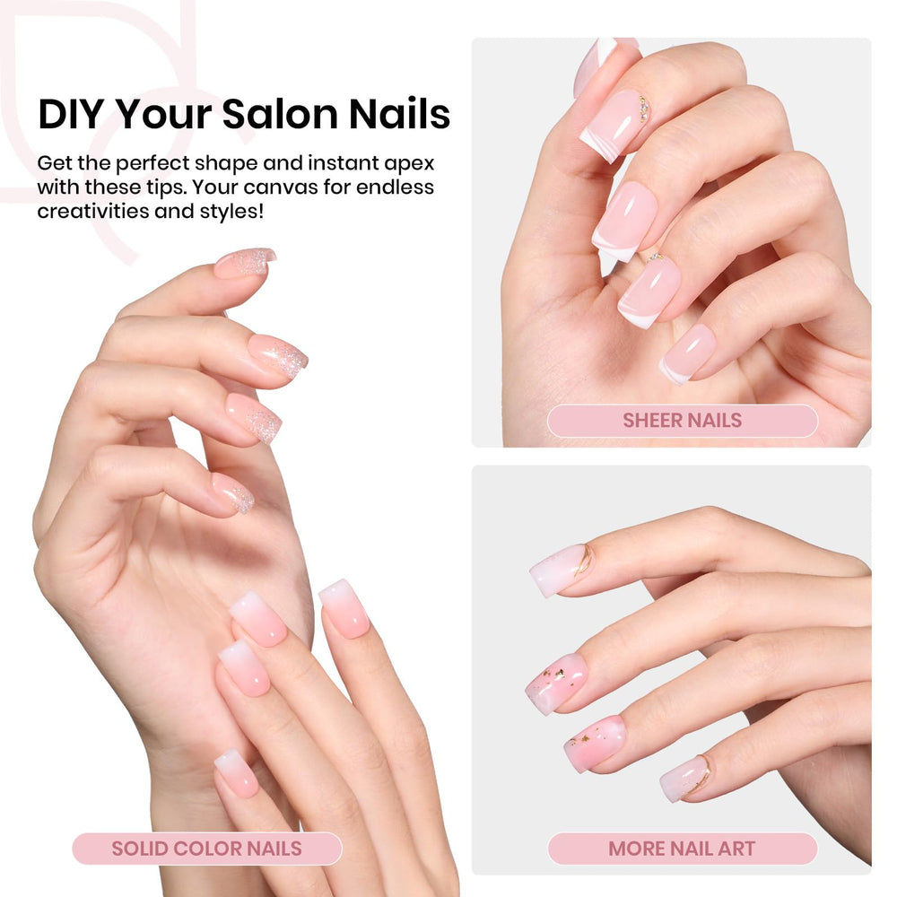 Beetles Tipex extenciones de uñas cortas y cuadradas para DIY