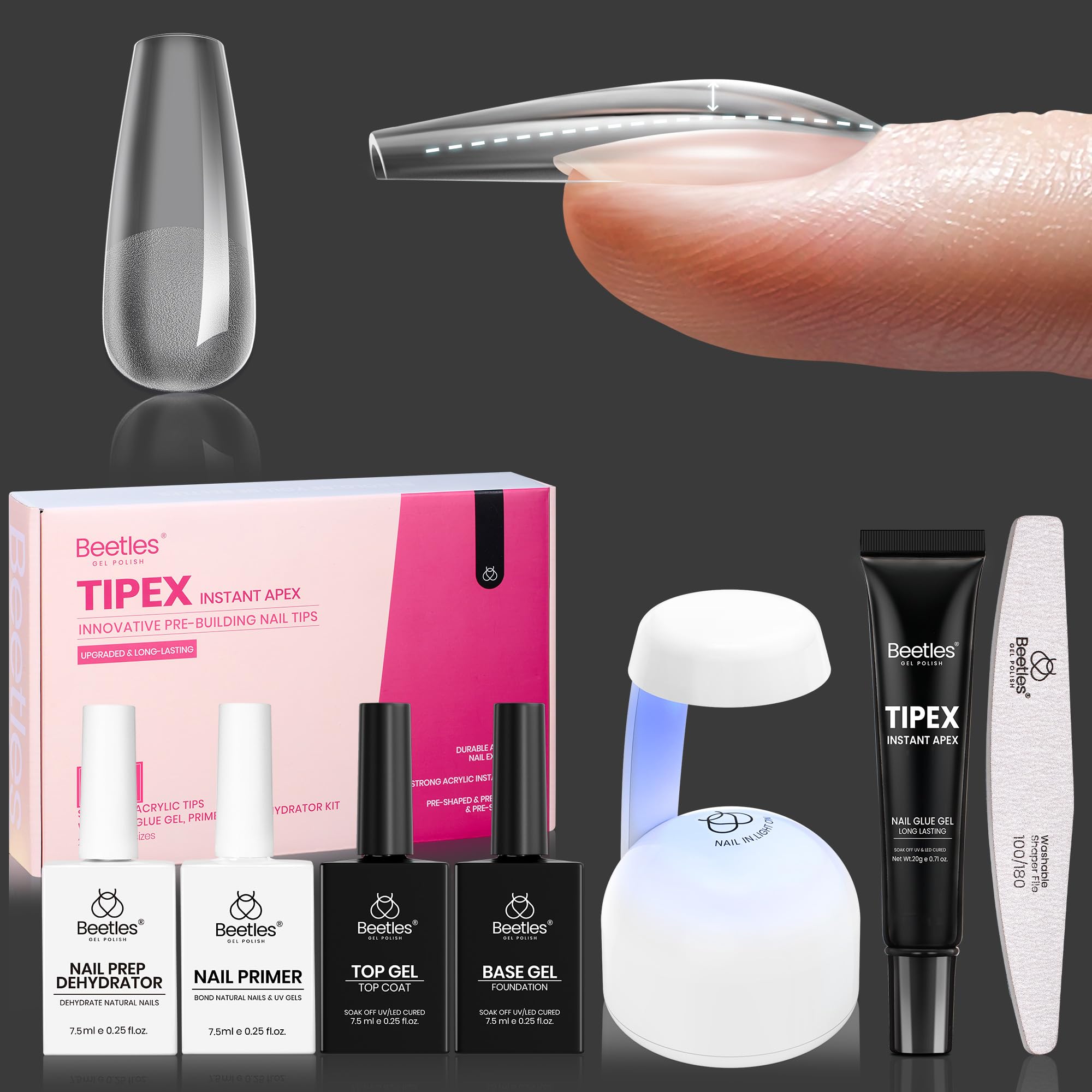 Beetles Tipex Instant Apex Nail Tips Kit for at‑home salon style extensions
