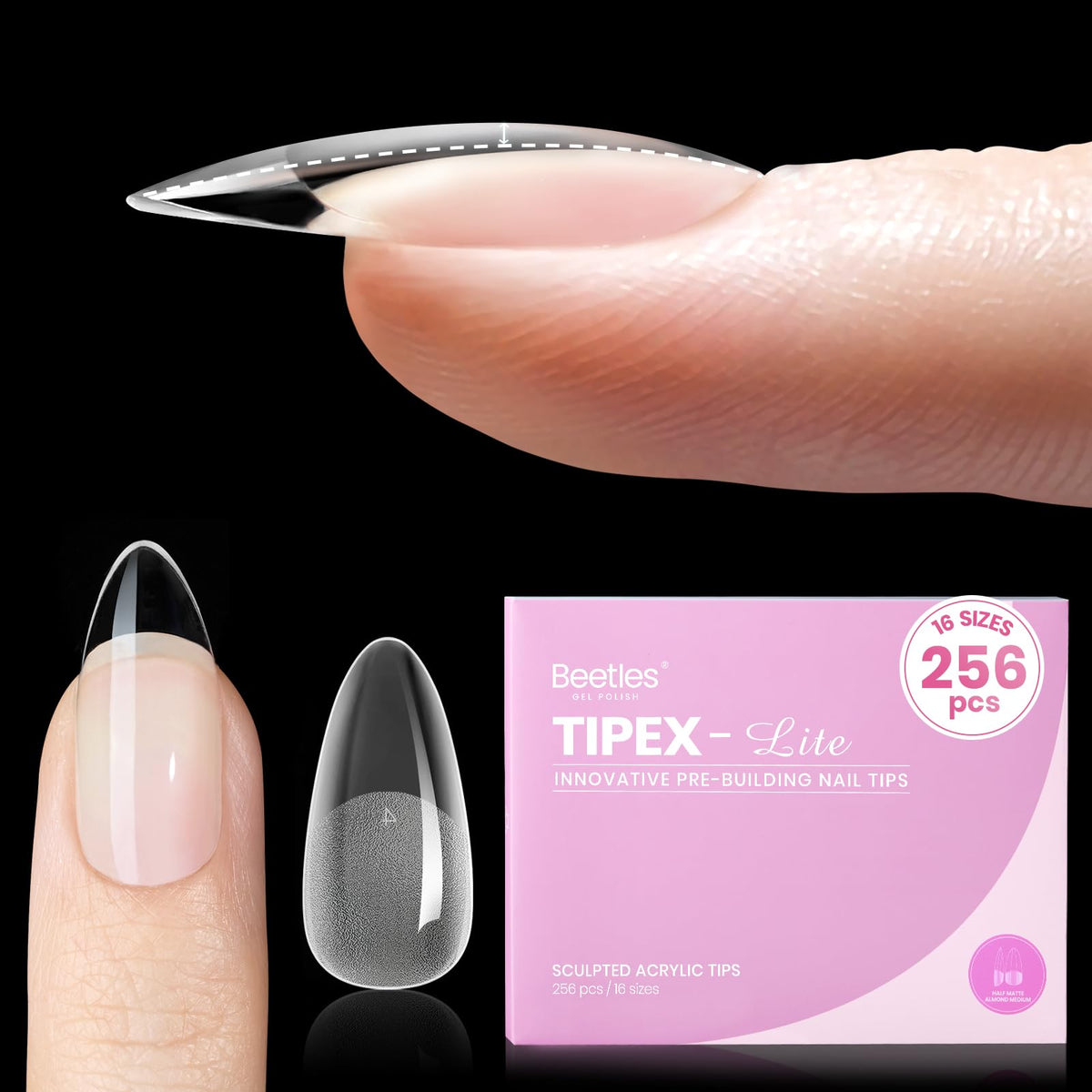 Beetles Tipex Lite tip with built-in apex for strong, natural-looking nails