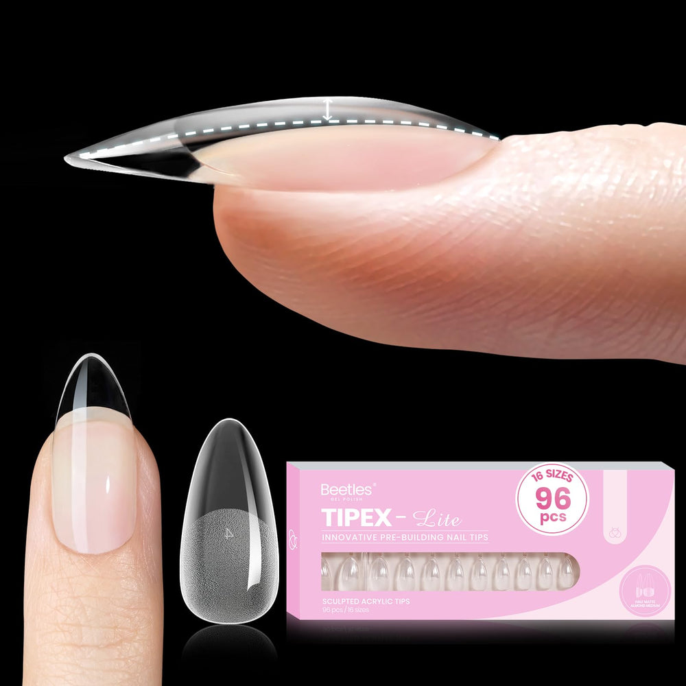 Beetles Tipex Lite: conjunto de uñas en 16 tallas para ajuste preciso.