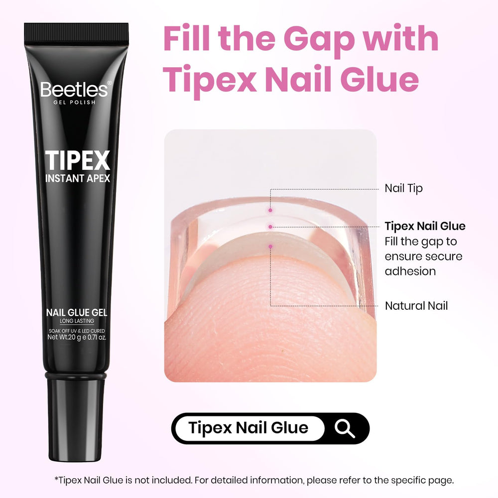 Beetles Tipex Lite flat-nail friendly solution for better nail bed fitting.