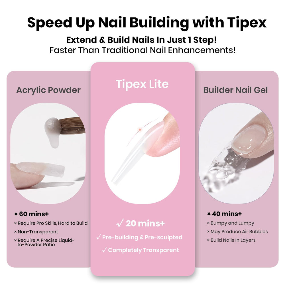 Beetles Tipex Lite para uñas planas con arco mejorado