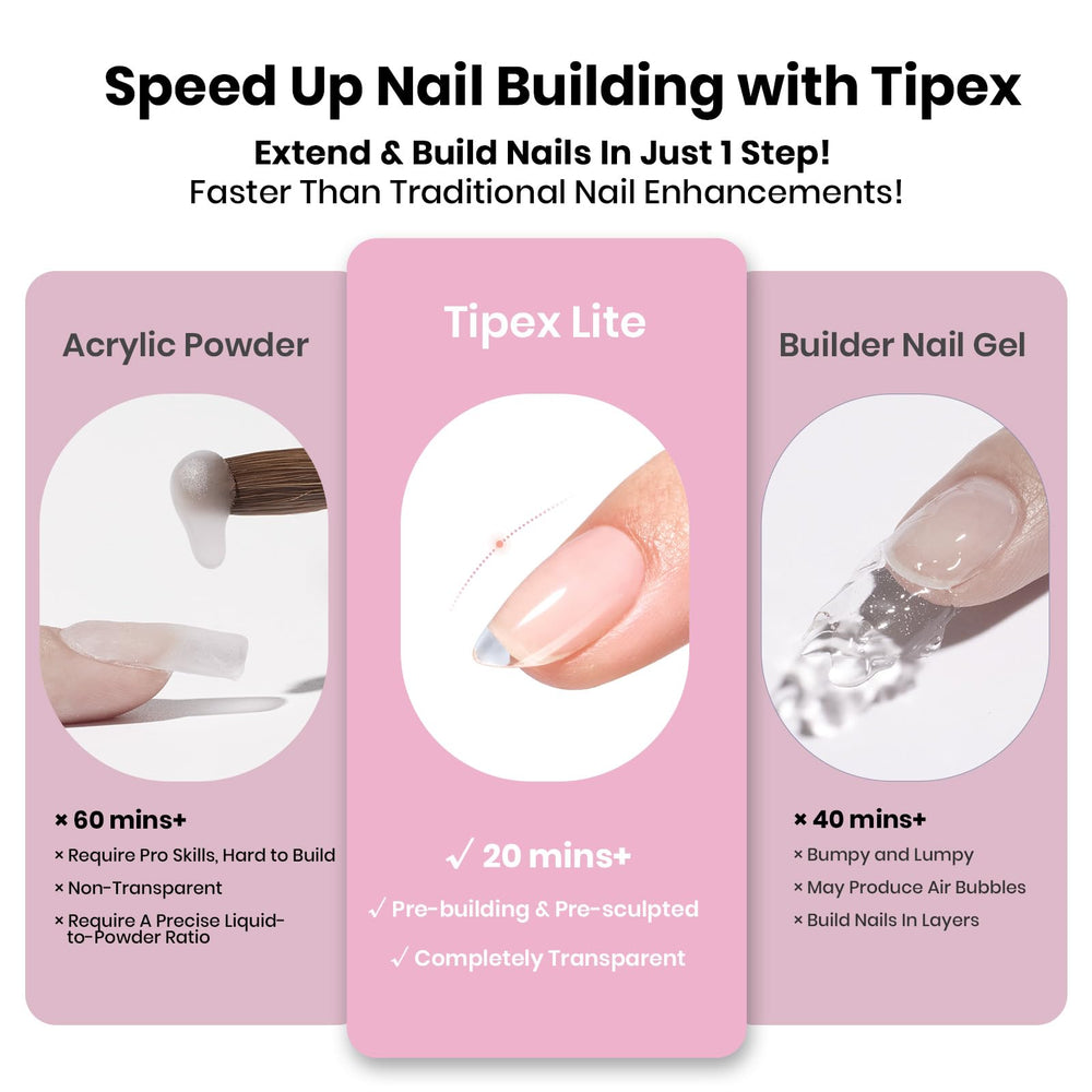 Beetles Tipex Lite para uñas planas con efecto natural.