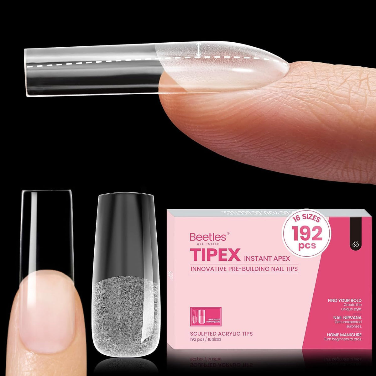 Beetles Tipex: punta con apex incorporado para extensión precisa